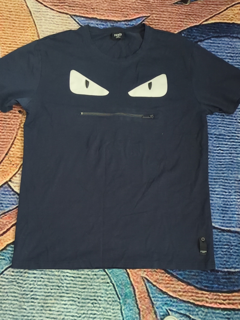 Authentic Fendi Monster Eyes Zipper Tee Shirt Size M Made In Italy